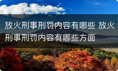 放火刑事刑罚内容有哪些 放火刑事刑罚内容有哪些方面