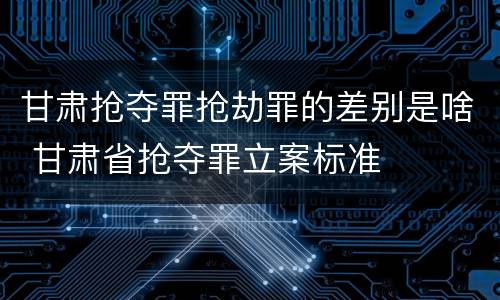 甘肃抢夺罪抢劫罪的差别是啥 甘肃省抢夺罪立案标准