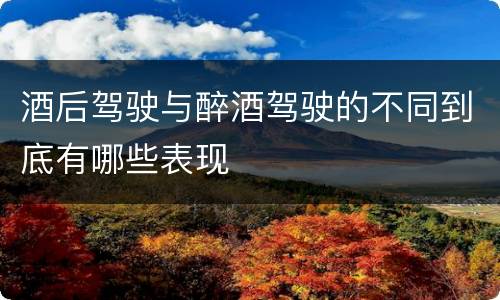 酒后驾驶与醉酒驾驶的不同到底有哪些表现
