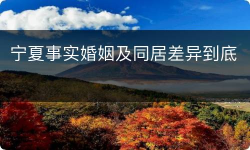 宁夏事实婚姻及同居差异到底
