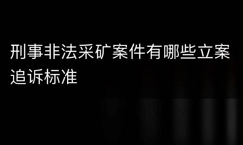 刑事非法采矿案件有哪些立案追诉标准