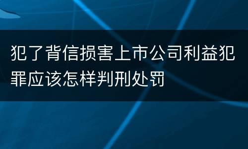 犯了背信损害上市公司利益犯罪应该怎样判刑处罚