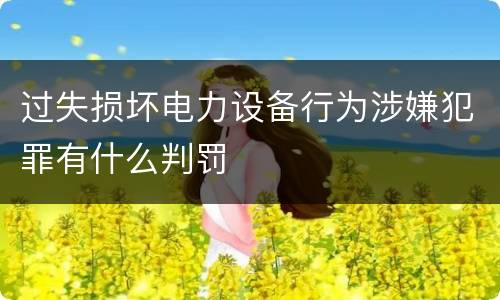过失损坏电力设备行为涉嫌犯罪有什么判罚