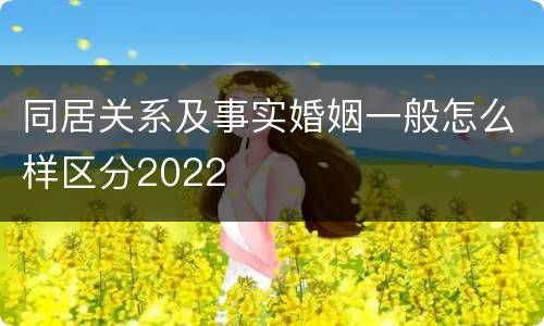 同居关系及事实婚姻一般怎么样区分2022