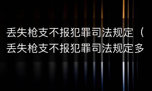 丢失枪支不报犯罪司法规定（丢失枪支不报犯罪司法规定多少条）