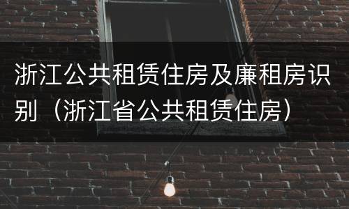 浙江公共租赁住房及廉租房识别（浙江省公共租赁住房）