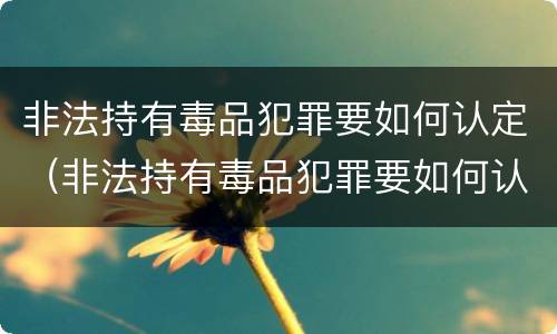 非法持有毒品犯罪要如何认定（非法持有毒品犯罪要如何认定呢）