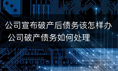 公司宣布破产后债务该怎样办 公司破产债务如何处理