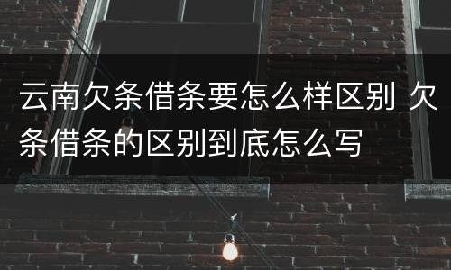 云南欠条借条要怎么样区别 欠条借条的区别到底怎么写