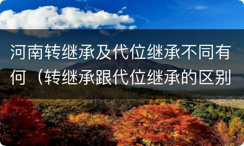 河南转继承及代位继承不同有何（转继承跟代位继承的区别）
