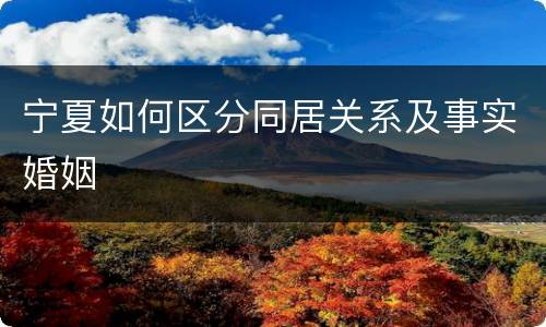 宁夏如何区分同居关系及事实婚姻