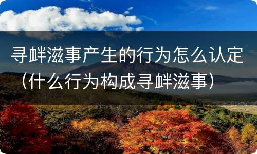 寻衅滋事产生的行为怎么认定（什么行为构成寻衅滋事）