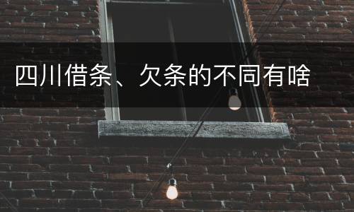 四川借条、欠条的不同有啥