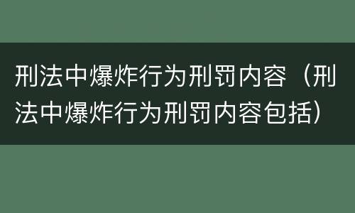 刑法中爆炸行为刑罚内容（刑法中爆炸行为刑罚内容包括）