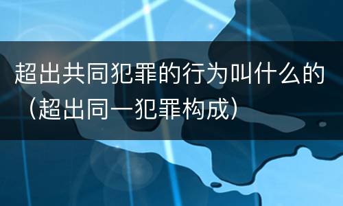 超出共同犯罪的行为叫什么的（超出同一犯罪构成）