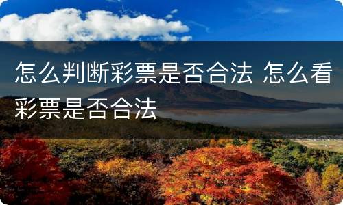 怎么判断彩票是否合法 怎么看彩票是否合法