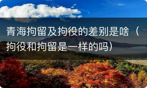 青海拘留及拘役的差别是啥（拘役和拘留是一样的吗）