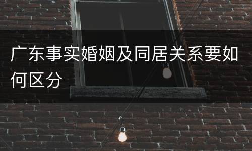广东事实婚姻及同居关系要如何区分