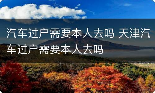 汽车过户需要本人去吗 天津汽车过户需要本人去吗