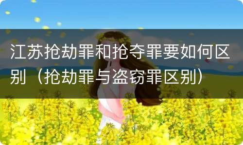 江苏抢劫罪和抢夺罪要如何区别（抢劫罪与盗窃罪区别）
