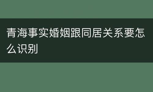 青海事实婚姻跟同居关系要怎么识别