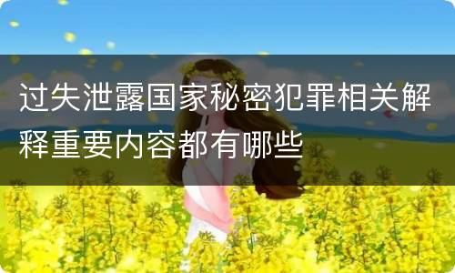 过失泄露国家秘密犯罪相关解释重要内容都有哪些