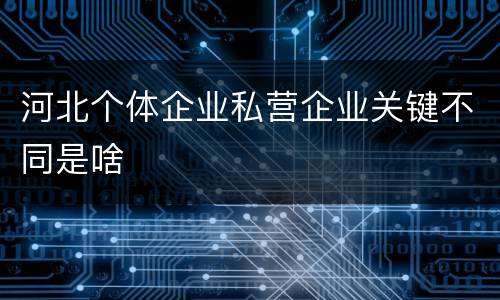 河北个体企业私营企业关键不同是啥