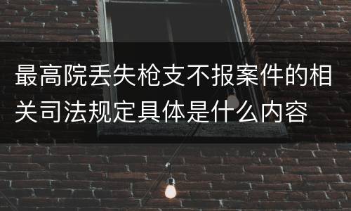 最高院丢失枪支不报案件的相关司法规定具体是什么内容