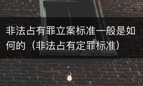 非法占有罪立案标准一般是如何的（非法占有定罪标准）