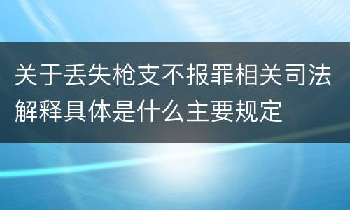 关于丢失枪支不报罪相关司法解释具体是什么主要规定