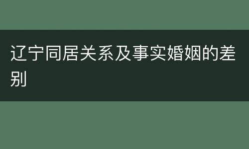 辽宁同居关系及事实婚姻的差别