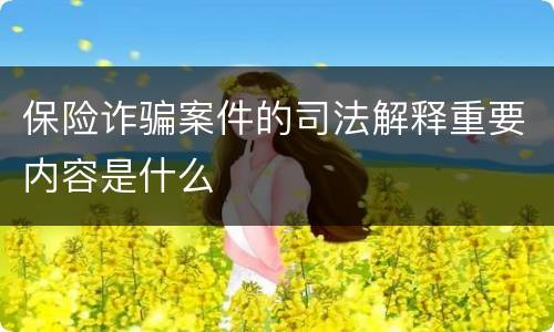 保险诈骗案件的司法解释重要内容是什么