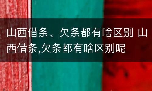 山西借条、欠条都有啥区别 山西借条,欠条都有啥区别呢