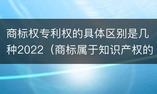 商标权专利权的具体区别是几种2022（商标属于知识产权的第几类）