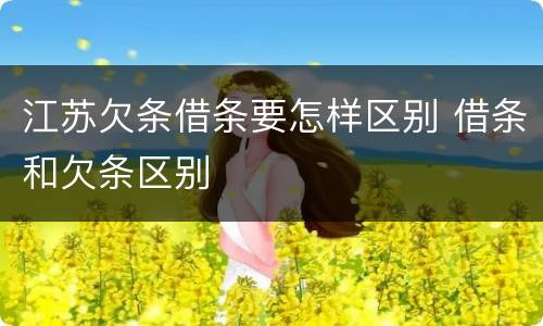 江苏欠条借条要怎样区别 借条和欠条区别