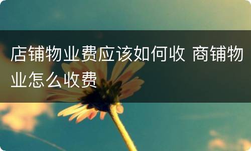 店铺物业费应该如何收 商铺物业怎么收费