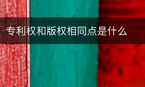 专利权和版权相同点是什么