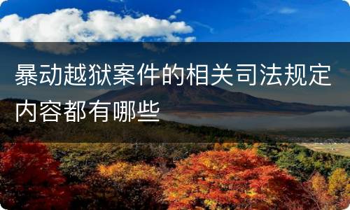 暴动越狱案件的相关司法规定内容都有哪些