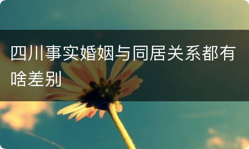 四川事实婚姻与同居关系都有啥差别